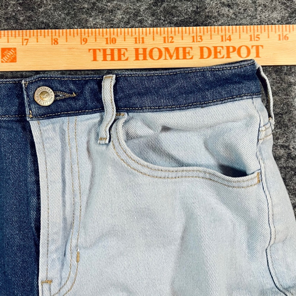 Hollister Patchwork Jeans Womens 9R Blue Ultra High Rise Straight 29x27 Y2K Boho - Picture 10 of 12